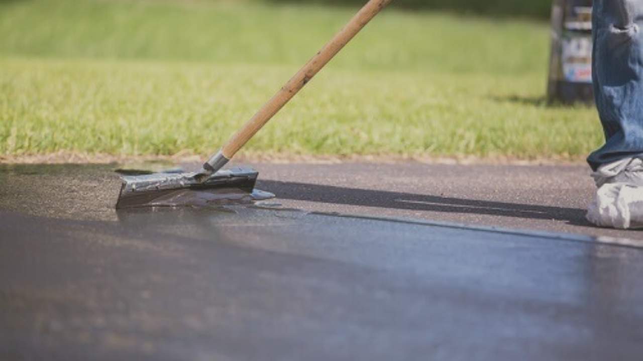 sealcoating a parking lot