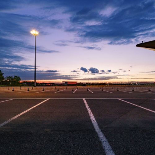 parking lot with proper lighting